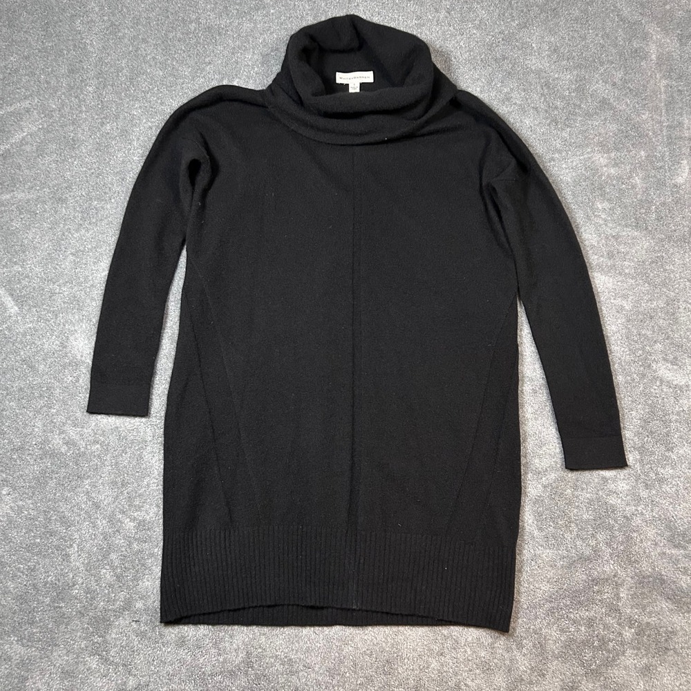 White + Warren Cashmere Cowl Neck Tunic Sweater Women's S Black